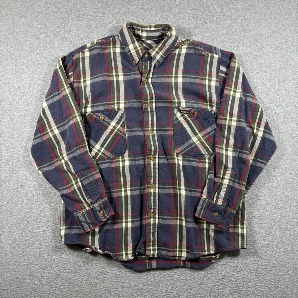 Vintage 90s OshKosh Flannel Shirt Men XL Heavy Plaid Button Down Pocket Workwear